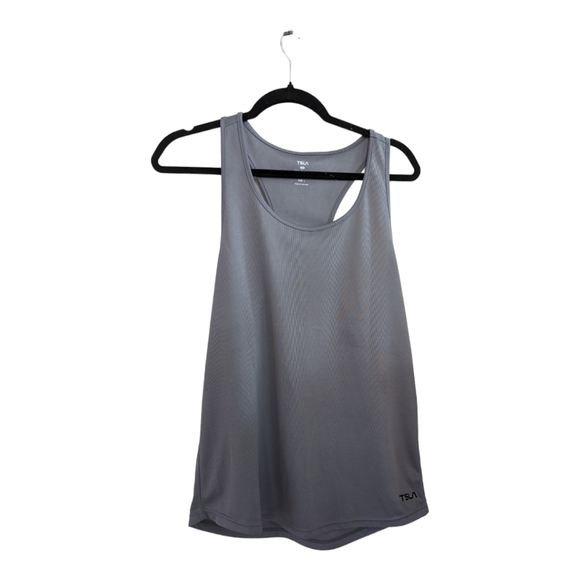 TSLA Gray Spellout Racerback Tank Top Size M EUC - Picture 2 of 6